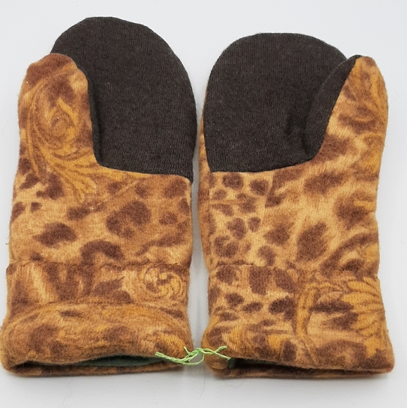 Handmade Upcycled Wool Sweater Mittens Fleece Lined Vintage Sweater Pre-Shrunk - Picture 4 of 5